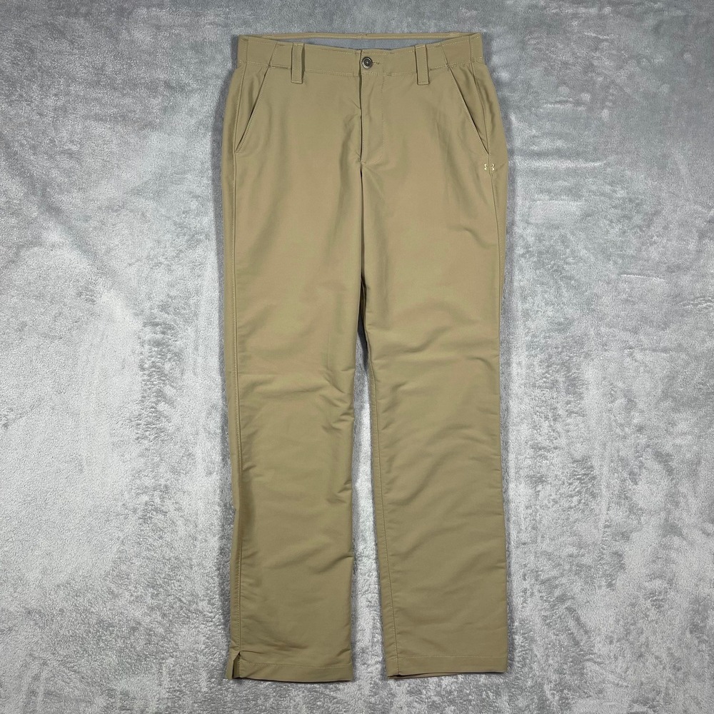 Under Armour Golf Pants Men 32(31)x32(31) Tan Khaki Performance Stretch Trousers
